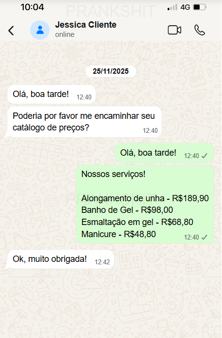 Antes: Atendimento via WhatsApp